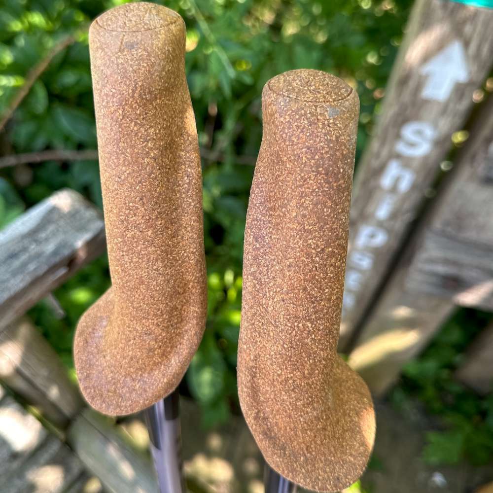 Closeup of the Cork Ergo Grip Handles of the WALX Pro Poles