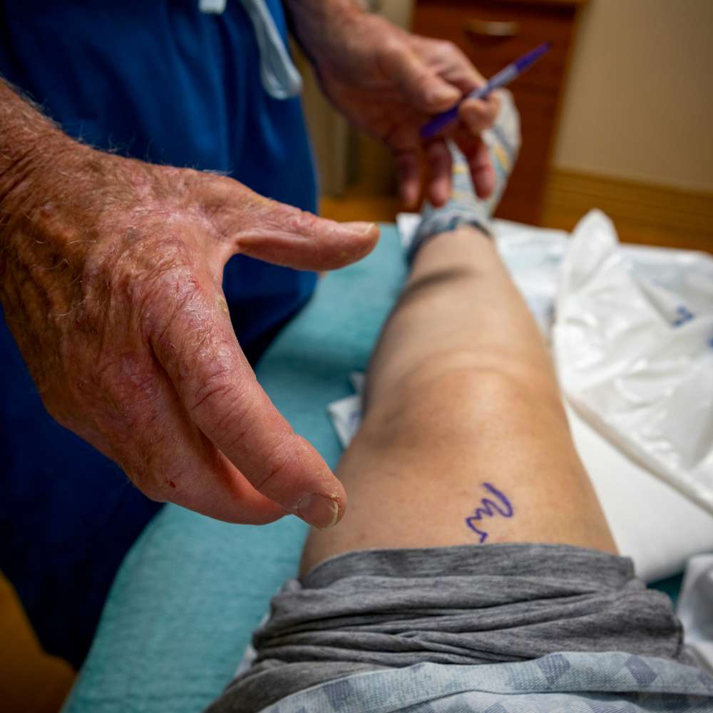 Patient undergoing Physio on a knee